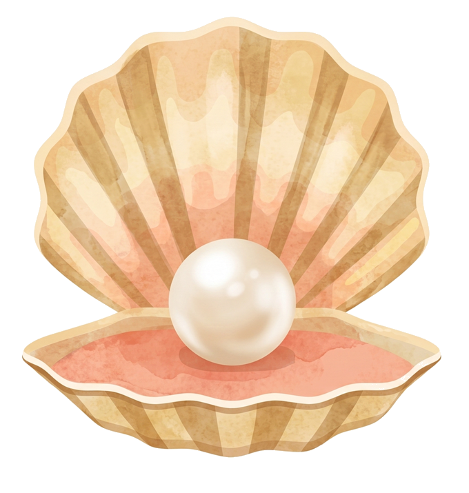 A shiny pearl in an open seashell